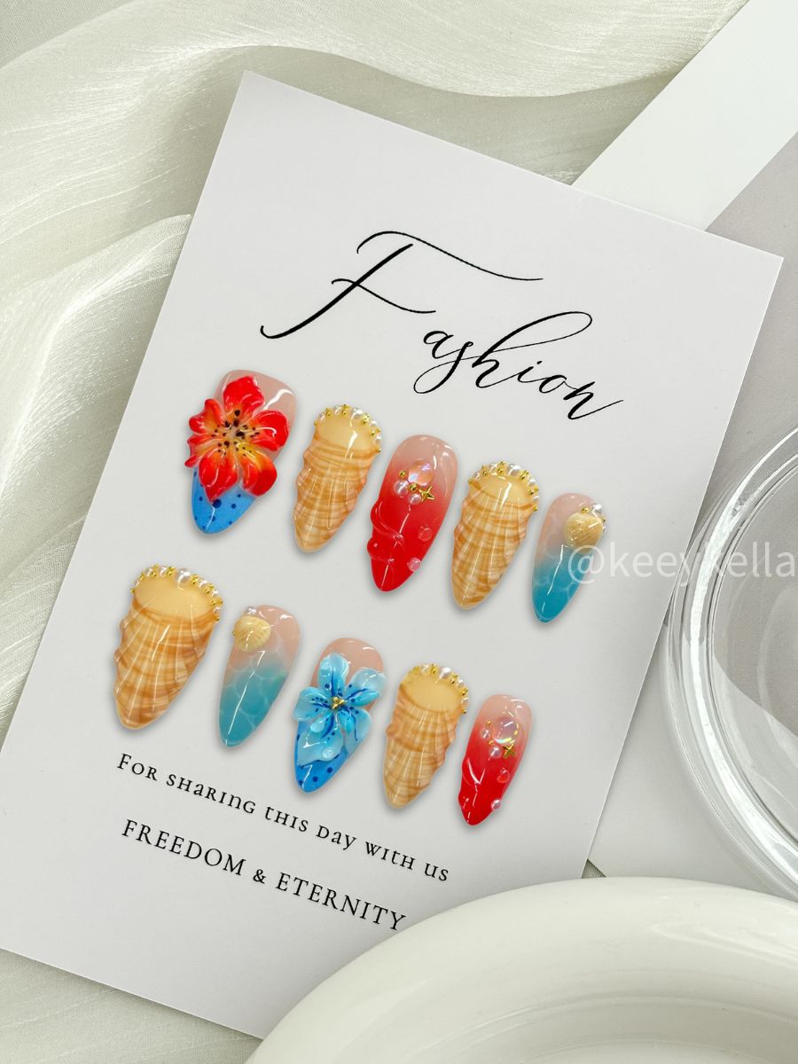 press on nails summer Shell Dreams