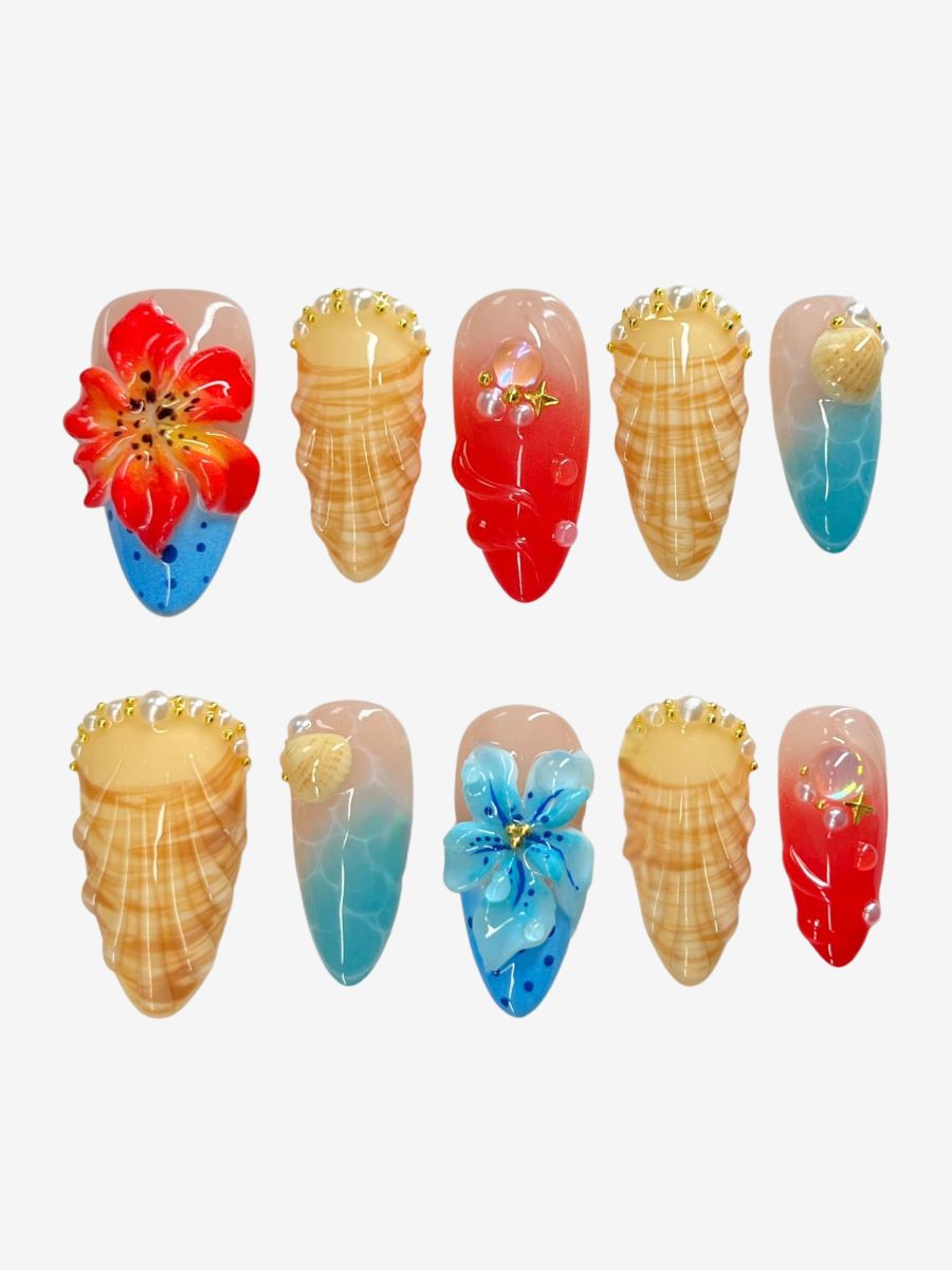 press on nails chic Shell Dreams